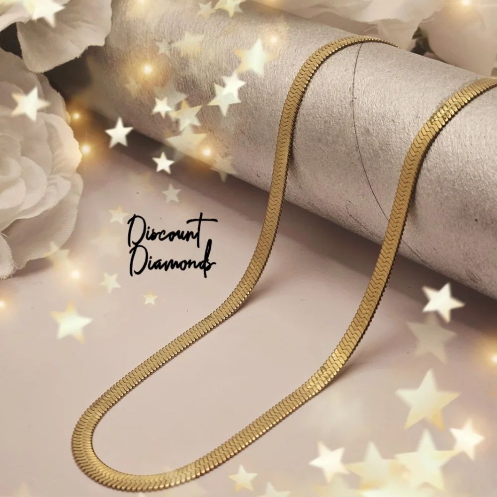 Herringbone or Flat Blade Chain Princess Titanium Necklace with 18K Yellow Gold